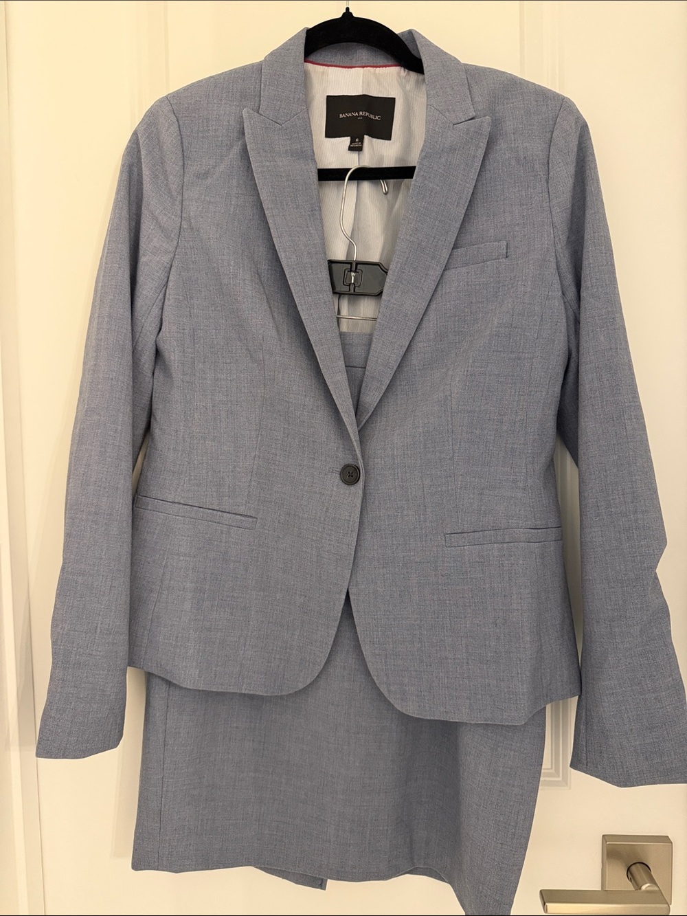 Banana Republic Light Blue Women's Two-Piece Suit - Blazer & Skirt